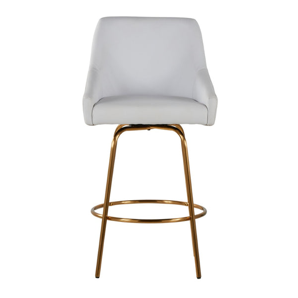English Elm Fixed-height Swivel Counter Stools with Faux Leather Seats and Chrome Footrest Set of 2 B202S02151