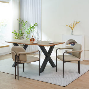 English Elm Christopher Knight Home® - Dinning modern iron-frame dining chair set of 2 with durable fabric seats, compact, stylish and sturdy Espresso,khaki N771P247180V