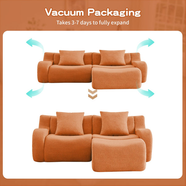 English Elm L-Shaped Teddy Fabric 2-Seat Sofa - Ergonomic, No Assembly, Cloud-Like Comfort For Any Space W714S01447
