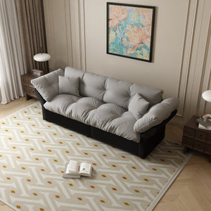 English Elm 74.4" Queen Velvet Sleeper Sofa Artisan Floral Tufted Cushions Converts for Guest Rooms Grey W1885S00170