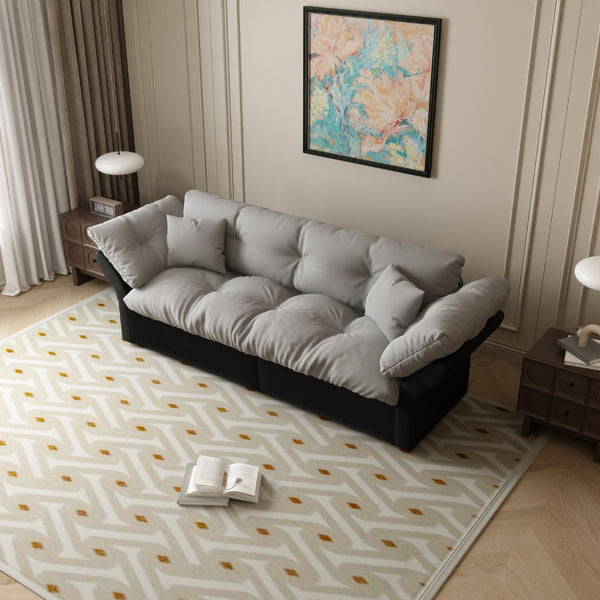 English Elm 74.4" Queen Velvet Sleeper Sofa Artisan Floral Tufted Cushions Converts for Guest Rooms Grey W1885S00170