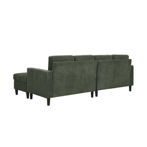 English Elm Cordory Corduroy Modular Sectional with Ottomans Retro Exposed Legs Living Room Dark Green B2748S00033