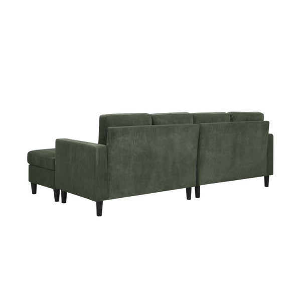 English Elm Cordory Corduroy Modular Sectional with Ottomans Retro Exposed Legs Living Room Dark Green B2748S00033