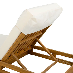English Elm Christopher Knight Home® - Lounge Chaise Set With Adjustable Headrest - Durable Acacia Wood & Water-Resistant Cushions (Beige) N770P272405T_N770P285267B