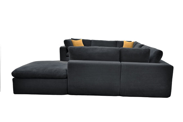 English Elm Coffee Bean Textured Modular Sectional Sofa Low Profile Living Room Contemporary Dark Gray B2748S00083