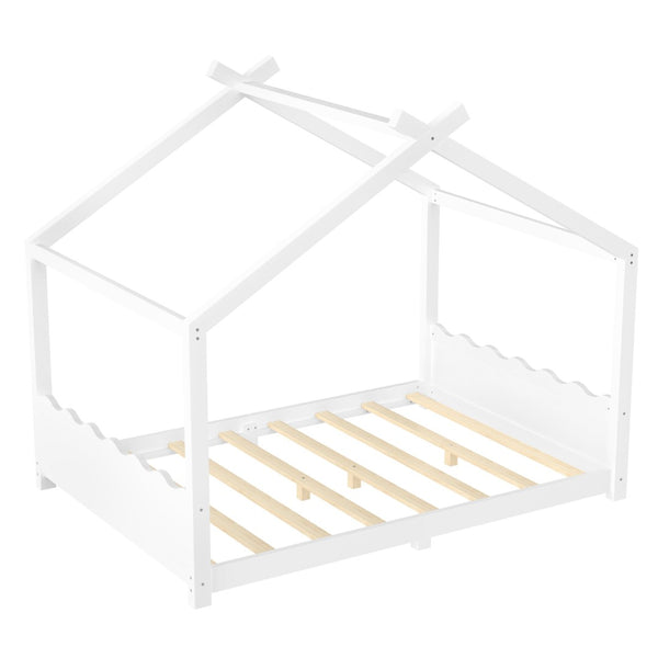 English Elm Twin House Frame Floor Bed Solid Pine Kids Room Montessori Low Profile Play Nook W1580P387839