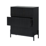 3 Drawer Chest with Reeded Drawer Fronts Black PRSB3BBL2 Walker Edison