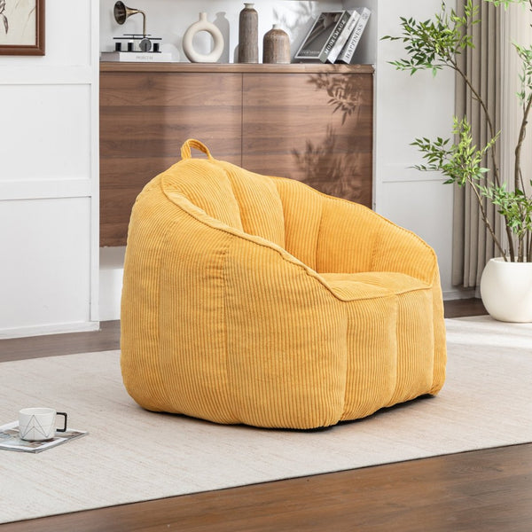English Elm Giant Corduroy Bean Bag with Armrests Shredded Foam Lounge Chair for Living Room Yellow W2200P442626