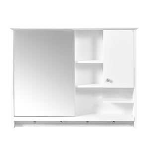 English Elm 36 Inch Wall Mounted Medicine Cabinet with HD Mirror, Adjustable Shelves, Towel Hooks, Modern Style White N710P254924K