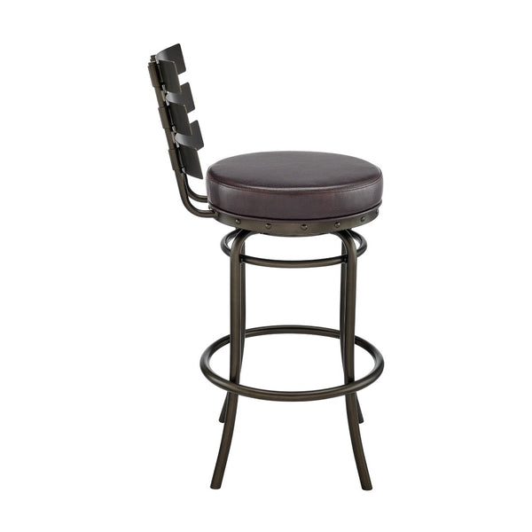 English Elm Piren Swivel Counter Or Bar Stool In Mocha Finish With Brown Faux Leather For Modern Comfort B2736P268557-GIGA