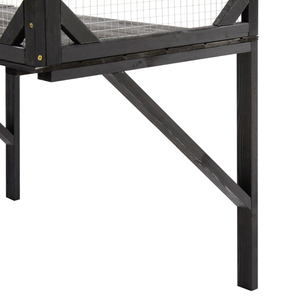 English Elm Outdoor Fir Wood Window Catio Enclosure with Four Climbing Platforms for Cats Black,Brown N719P418371D