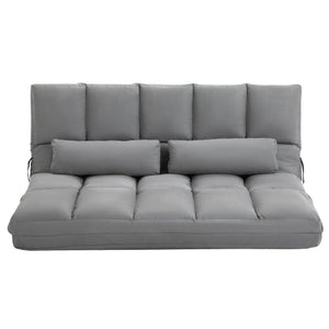 English Elm Homcom Convertible Floor Sofa Chair – Adjustable Lounger, Space-Saving Bed With 2 Pillows & Comfort W2225P217474