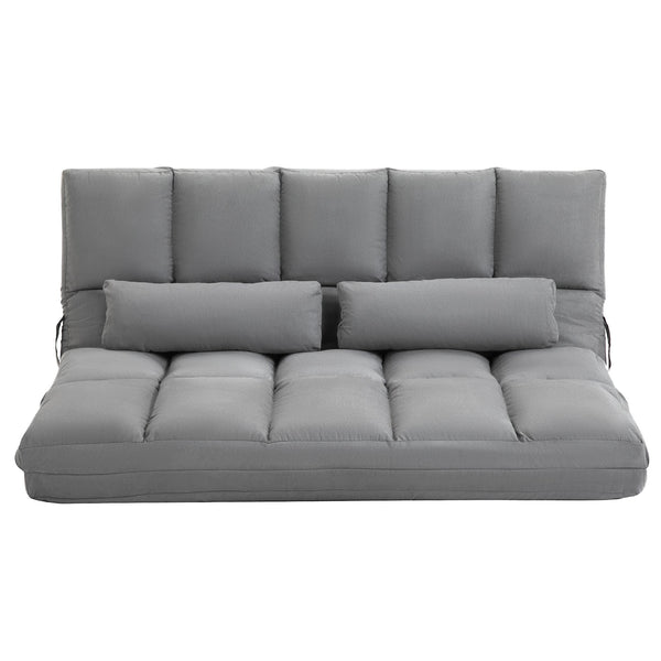 English Elm Homcom Convertible Floor Sofa Chair – Adjustable Lounger, Space-Saving Bed With 2 Pillows & Comfort W2225P217474