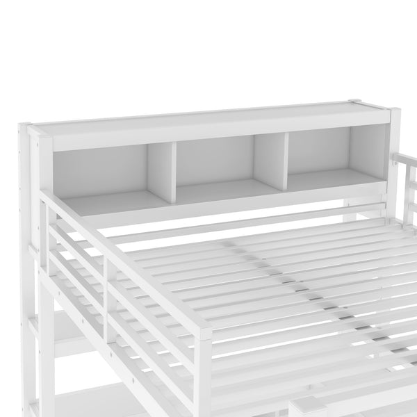 English Elm Metal Queen Size Loft Bed With L-Shaped Desk, Storage Cubes & Shelves For Kids, Teens & Adults W1580S00108