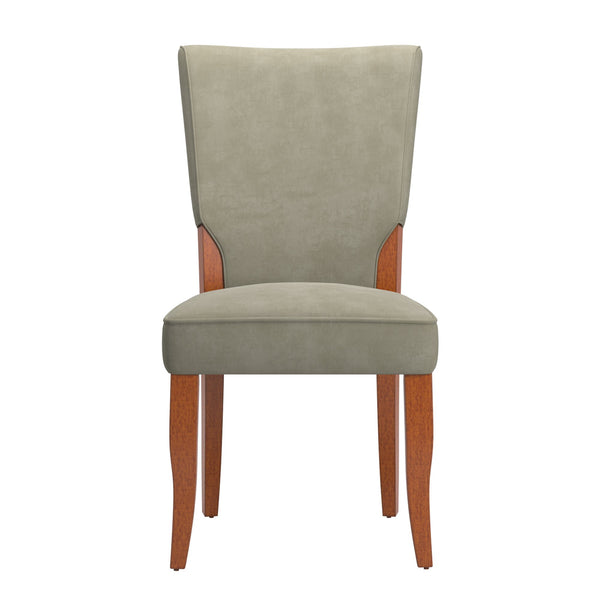 Homelegance Hailey Velvet Dining Chair Set with Curved Back and Wood Legs for Modern Rooms Cherry / Olive 852C713W
