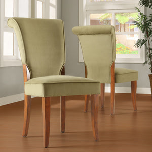 Hailey Velvet Dining Chair Set with Curved Back and Wood Legs for Modern Rooms