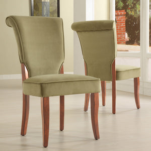 Hailey Velvet Dining Chair Set with Curved Back and Wood Legs for Modern Rooms