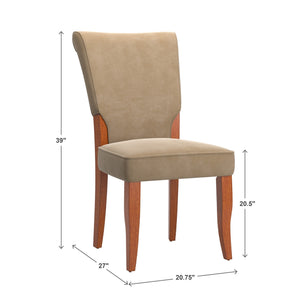 Hailey Velvet Dining Chair Set with Curved Back and Wood Legs for Modern Rooms