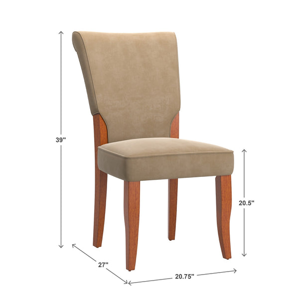 Hailey Velvet Dining Chair Set with Curved Back and Wood Legs for Modern Rooms