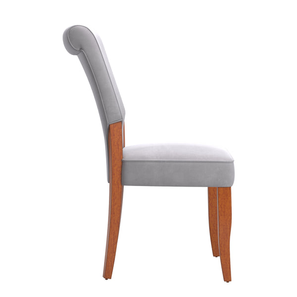 Hailey Velvet Dining Chair Set with Curved Back and Wood Legs for Modern Rooms