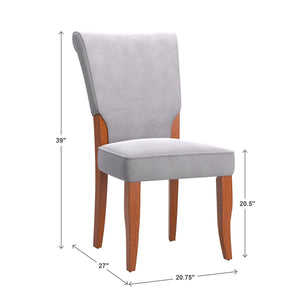 Hailey Velvet Dining Chair Set with Curved Back and Wood Legs for Modern Rooms