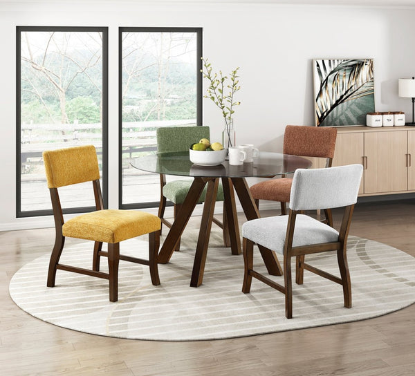 English Elm Contemporary High Back Chenille Dining Chairs Solid Wood Frame Upholstered Set Brown,Gray B011P439061