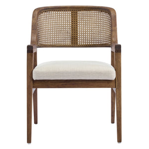 English Elm Mid-century Modern Dining Chairs Set of 2 Rattan Cane Back Rubberwood Upholstered Beige,Walnut N768P411344W