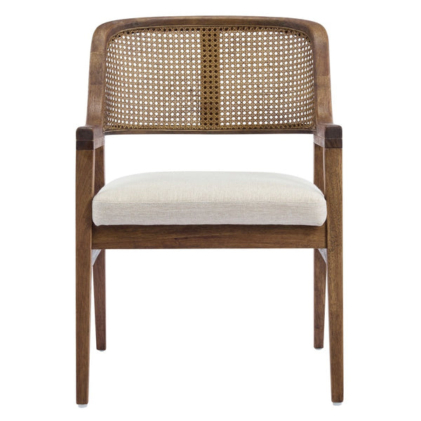 English Elm Mid-century Modern Dining Chairs Set of 2 Rattan Cane Back Rubberwood Upholstered Beige,Walnut N768P411344W