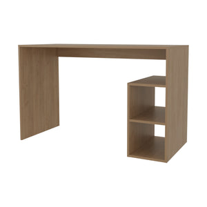 English Elm Sanders Compact Computer Desk with Melamine Finish, Open Side Shelves, Natural Oak, Space-Saving B128P263728