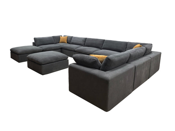 English Elm Coffee Bean Upholstered Modular Sectional with Toss Pillows for Modern Living Rooms B2748S00075