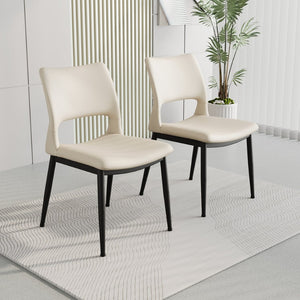 English Elm Modern Pu Leather Dining Chair Set with Ergonomic Backrest and Powder Coated Metal Frame White Pu W1727P426736
