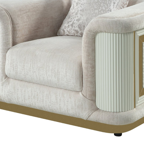 English Elm Bona Oversized Accent Chair Cream Fabric Gold Steel Base Diamond Panels Luxe Lounge B009P417487