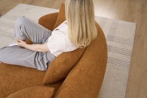 English Elm Ly-049s Curved Chenille Loveseat with Boneless Frame for Modern Living Spaces Orange W2231P402439