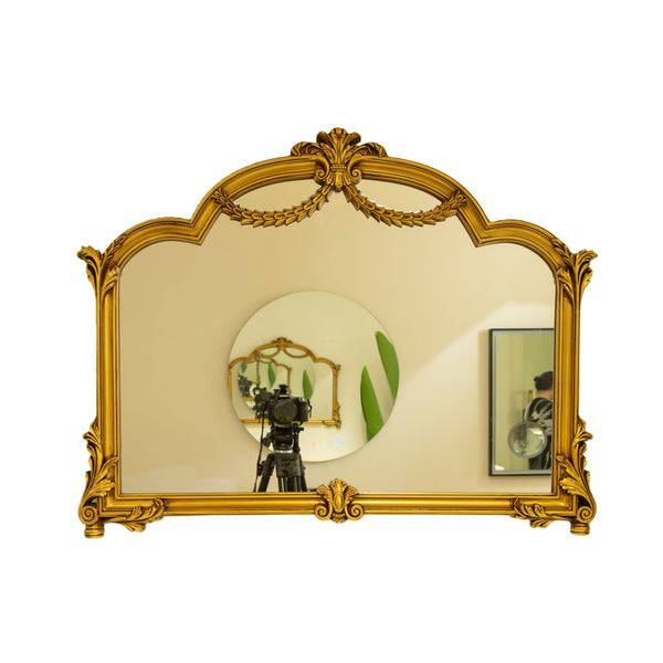 English Elm 35'' VITI Mirror Baroque Revival with Ornate Gold PU Frame, Backlit LED, Elegant Bathroom Accent W2615P346494