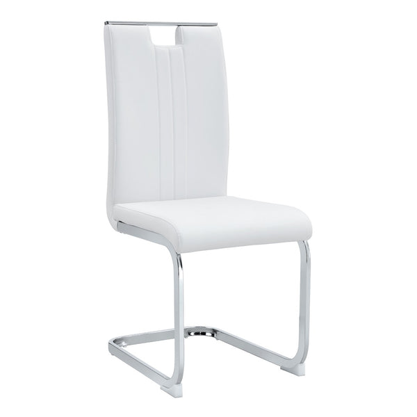 English Elm Set of 2 Gloss Pu Bow-back Dining Chairs with Ergonomic Curved Support for Modern Lofts White W1512P491841