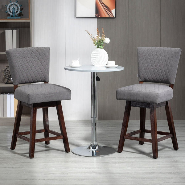 English Elm Homcom Swivel Counter Stools Set of 2 Quilted Seat Rubberwood Legs Kitchen Pub W2225P217130
