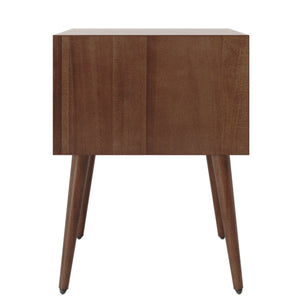 English Elm Christopher Knight Home® - Nightstand with 2 Drawers Mid-Century Acacia Wood, Splayed Legs, Brass Hardware, Easy-Glide Storage Brown 20.5 L x 17.5 W x 14.75 H N761P180219M