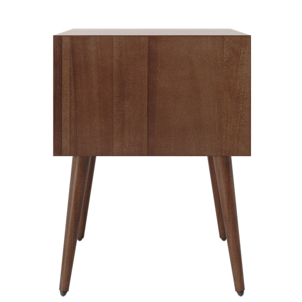 English Elm Christopher Knight Home® - Nightstand with 2 Drawers Mid-Century Acacia Wood, Splayed Legs, Brass Hardware, Easy-Glide Storage Brown 20.5 L x 17.5 W x 14.75 H N761P180219M