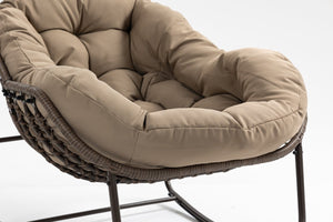 English Elm Outdoor Wicker Egg Rocking Chair Oversized Sculpted Rattan Lounge Porch Patio W640P395695