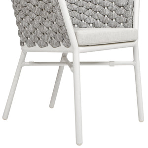 English Elm Jennifer Taylor Home - Rowan Optic White 24" Rope Barrel Back Patio Chairs Set of 2 with Reversible Cushion, Weatherproof Acrylic and Powder-Coated Aluminum Finish B2719P245966