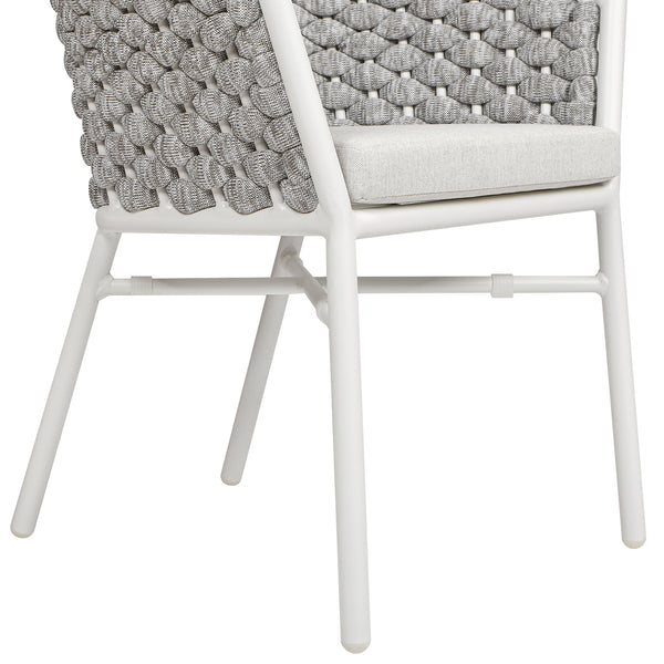 English Elm Jennifer Taylor Home - Rowan Optic White 24" Rope Barrel Back Patio Chairs Set of 2 with Reversible Cushion, Weatherproof Acrylic and Powder-Coated Aluminum Finish B2719P245966