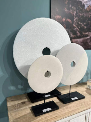 Lilys 12" Atrani White Marble Disk With Stand .. 8534-M