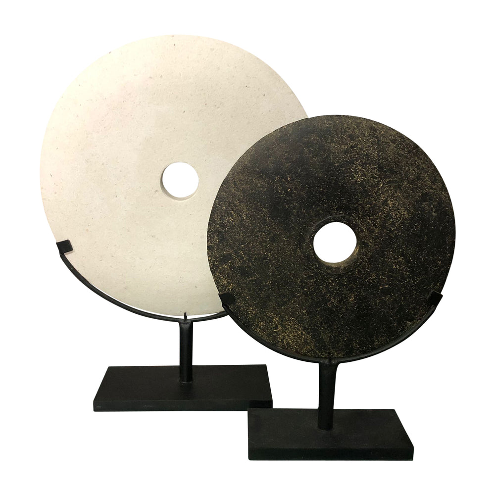 Lilys 12" Atrani White Marble Disk With Stand .. 8534-M