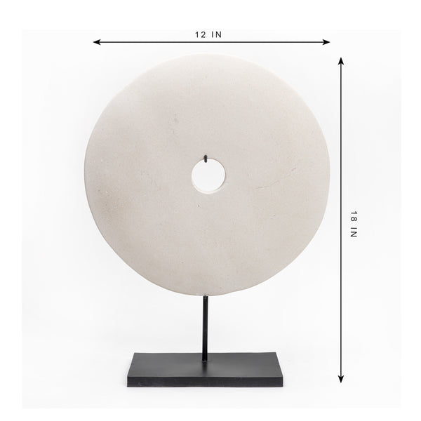 Lilys 12" Atrani White Marble Disk With Stand .. 8534-M