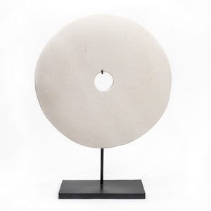 Lilys 12" Atrani White Marble Disk With Stand .. 8534-M