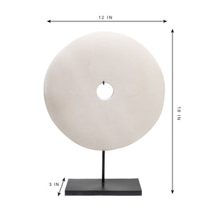 Lilys 12" Atrani White Marble Disk With Stand .. 8534-M