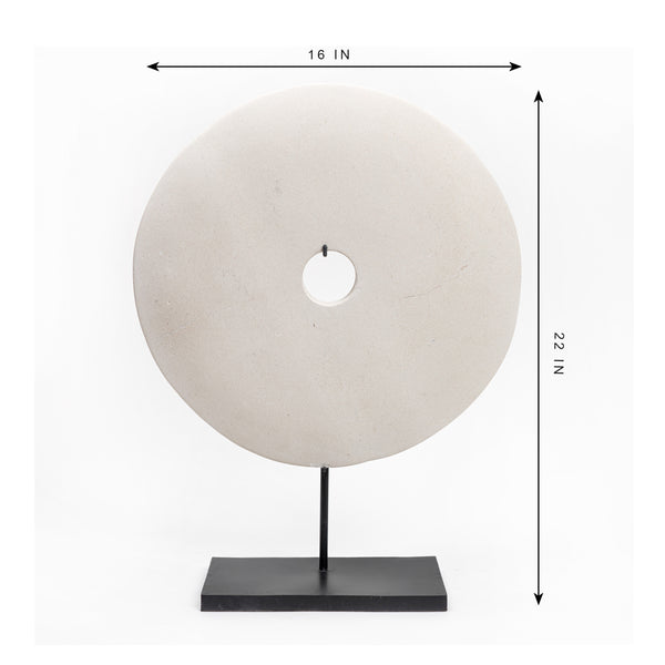 Lilys 16" Atrani White Marble Disk With Stand .. 8534-L