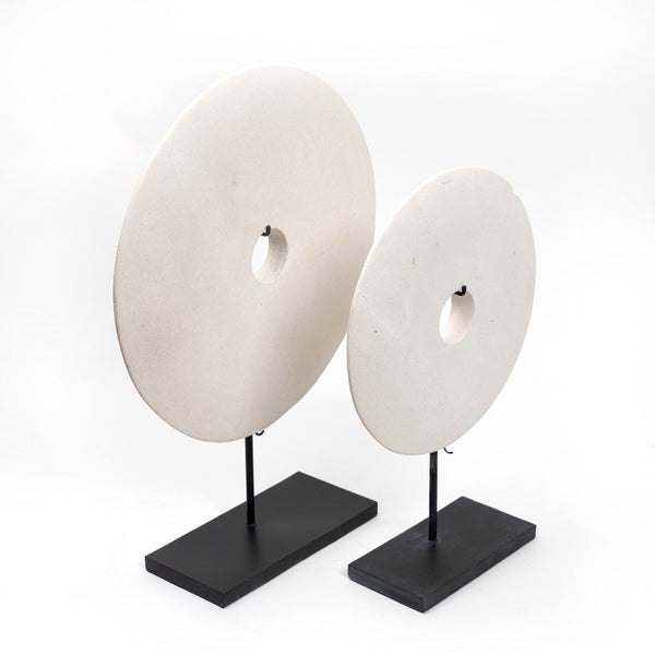 Lilys 16" Atrani White Marble Disk With Stand .. 8534-L