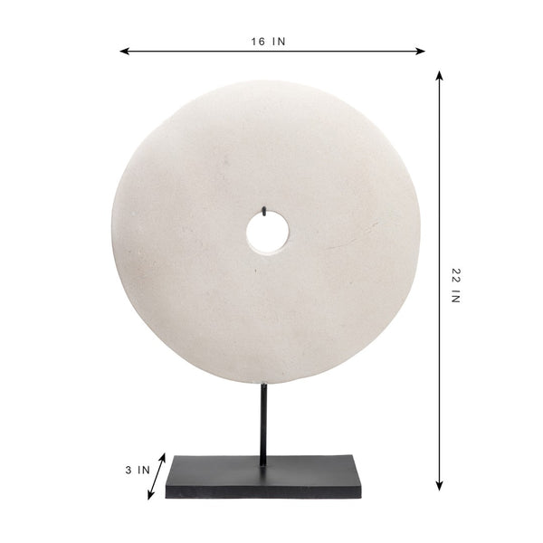 Lilys 16" Atrani White Marble Disk With Stand .. 8534-L