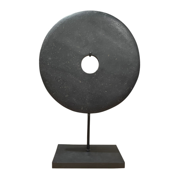 Lilys 12" Atrani Black Marble Disk With Stand .. 8534B-M